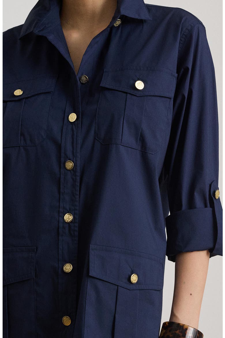 Cotton Blend Roll Tab Sleeve Shirtdress, Alternate, color, REFINED NAVY BLUE