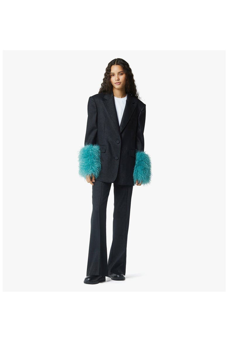 Flared Pants in Lurex Wool, Alternate, color, Black