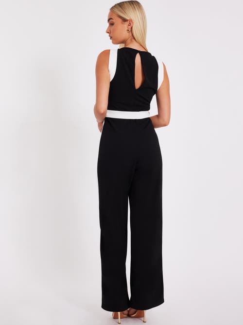 Quiz Contrast Palazzo Jumpsuit In Black