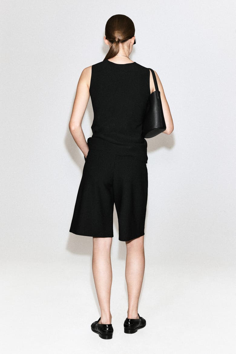 Crepe Wide-Leg Shorts, Alternate, color, BLACK