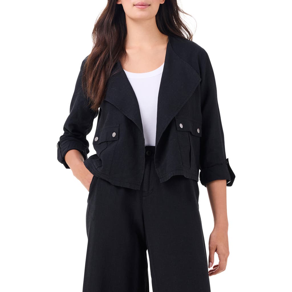 Nic + Zoe Rumba Linen Blend Moto Jacket In Black