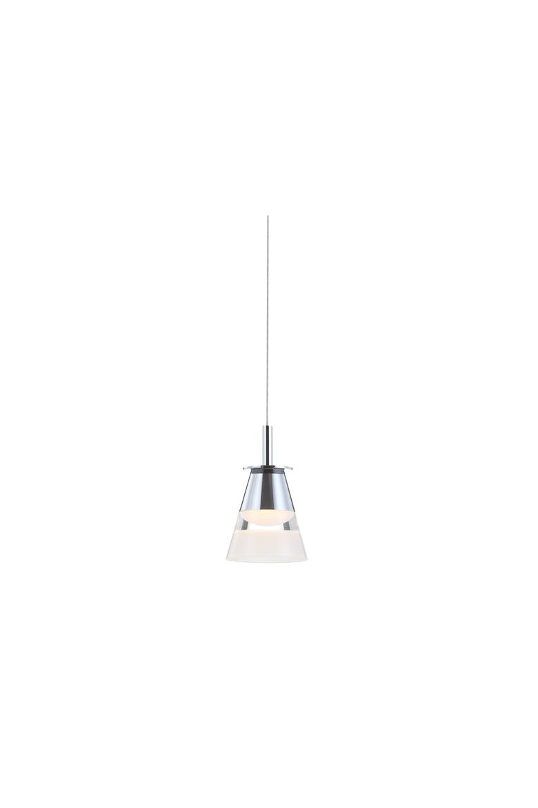 Alain 1-Light Adjustable Metal Integrated LED Pendant, Main, color, Chrome/White