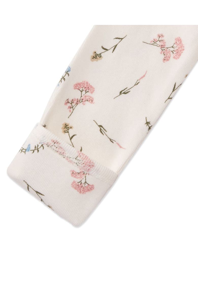 Baby and Toddler Mini-Ribbed Floral Footie with Foldover Hand Covers, Alternate, color, Winter White