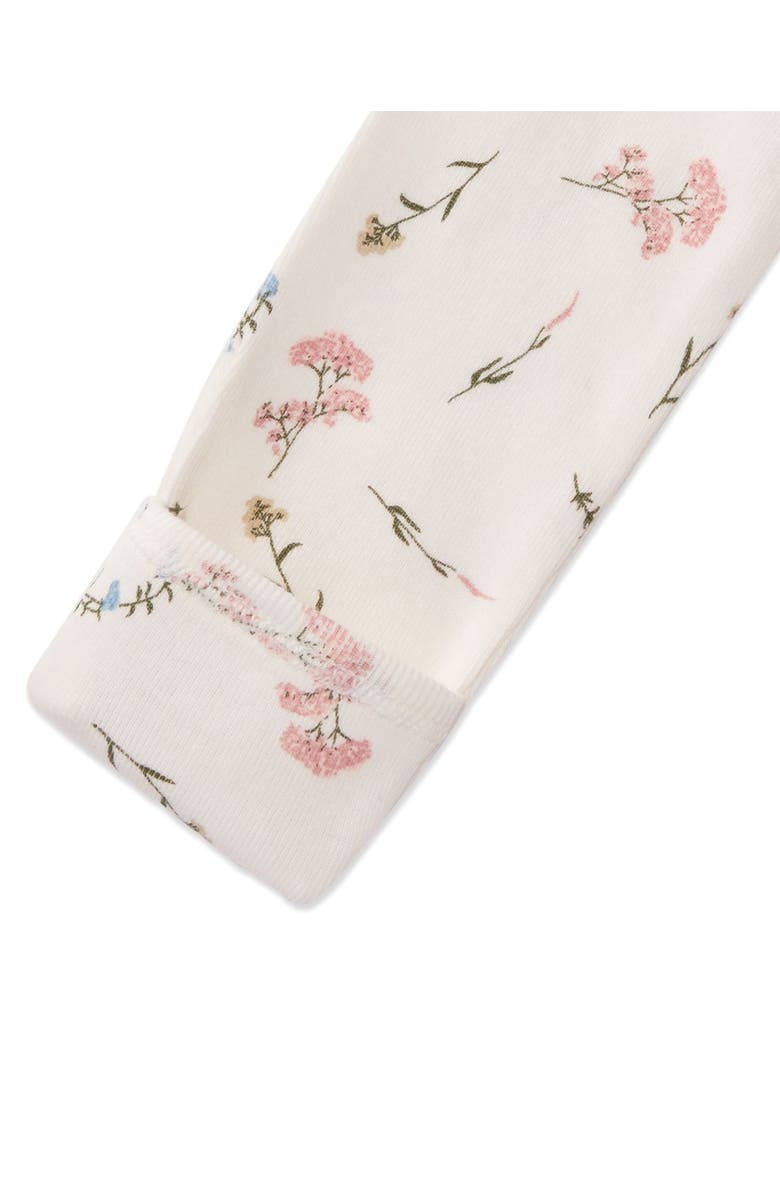 MiniMoi Baby and Toddler Mini-Ribbed Floral Footie with Foldover Hand Covers, Alternate, color, Winter White