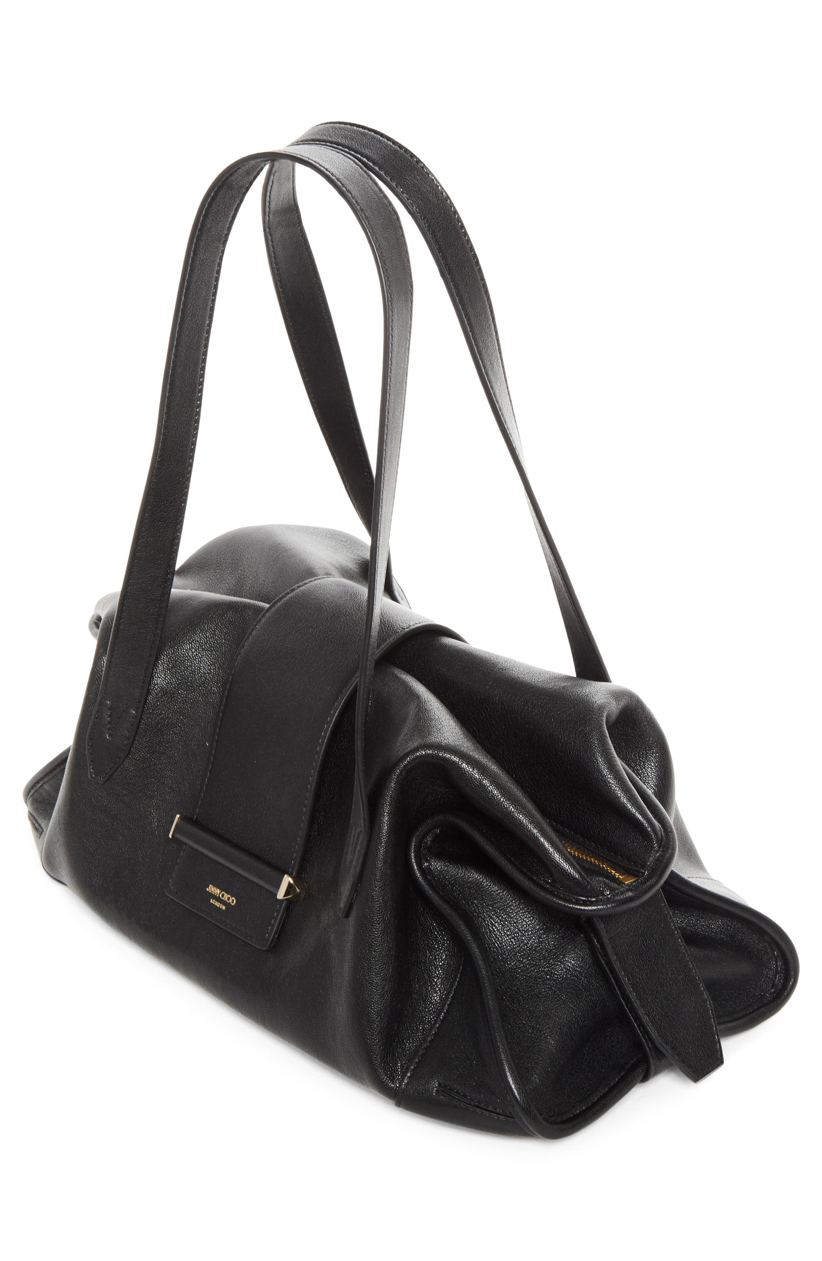 Medium Bar Leather Holdall Bag, Alternate, color, BLACK/ SHINY GOLD