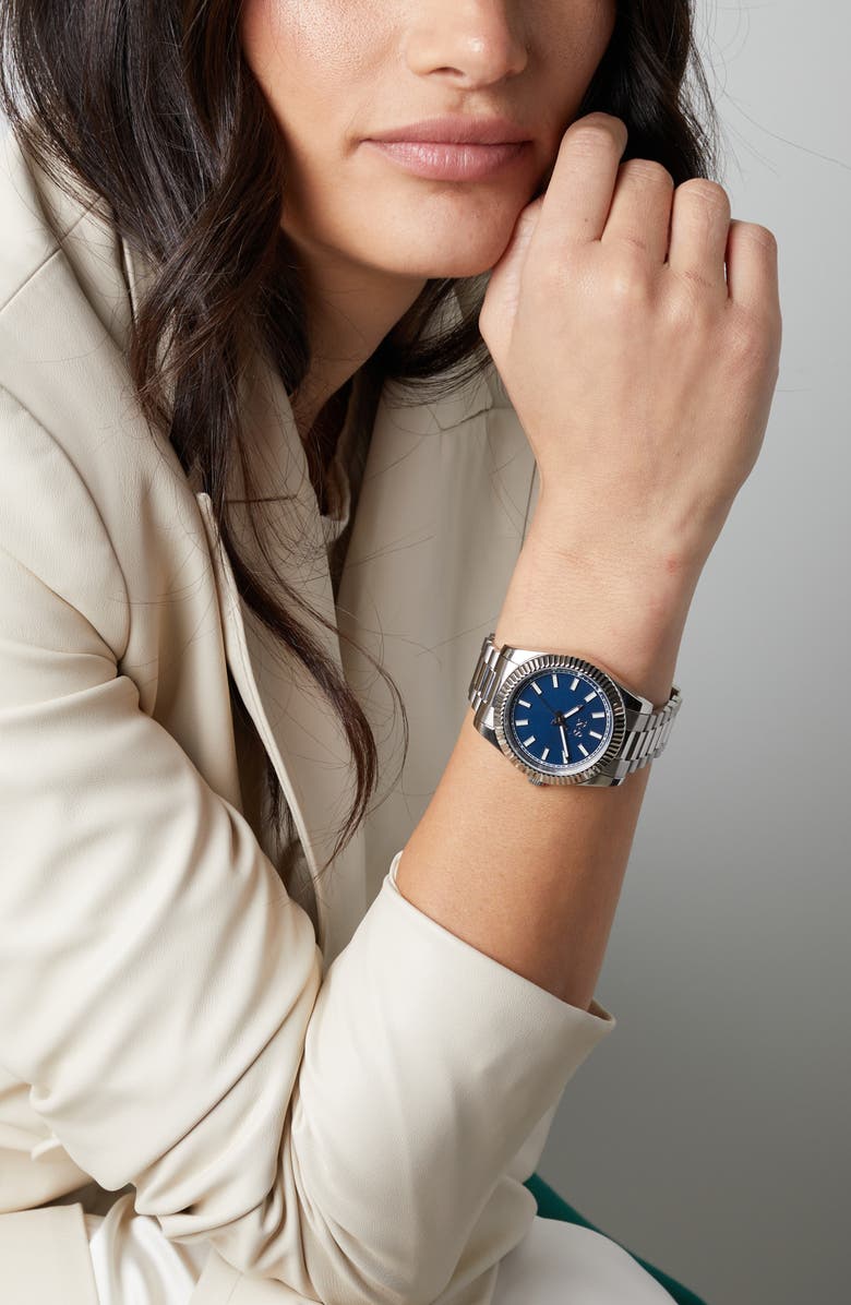 Rachie Shnay The Monaco Bracelet Watch, 40mm, Alternate, color, Midgnight Blue