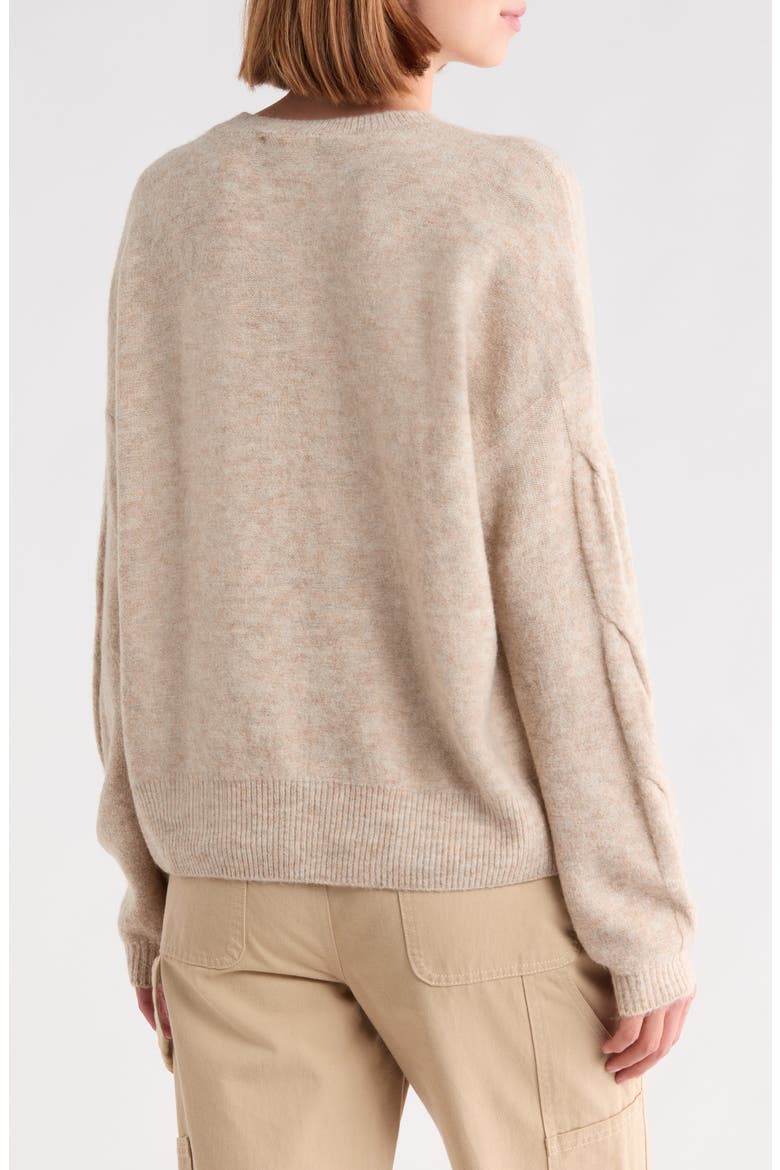 Embroidered Crewneck Sweater, Alternate, color, OATMEAL