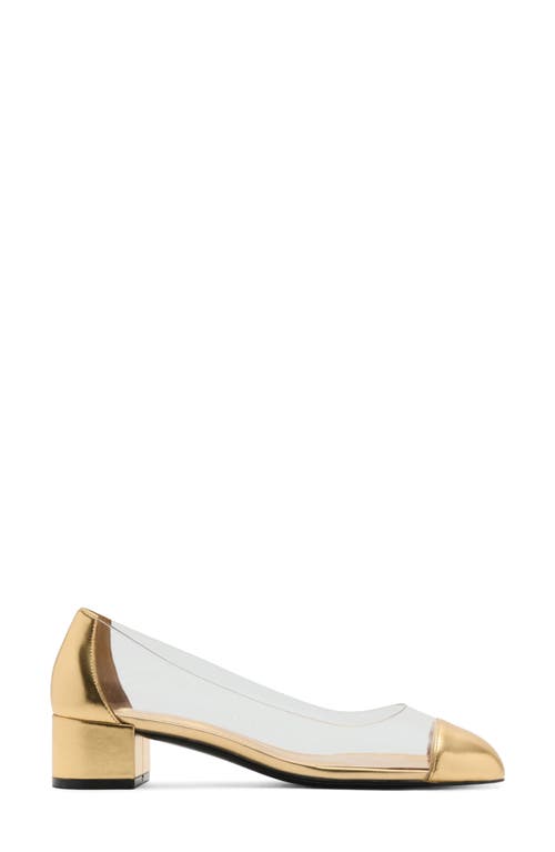Mango Cap Toe Pump In Gold