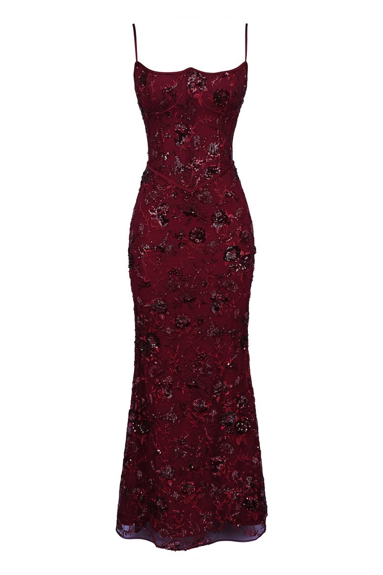 Naima Hand Beaded Gown, Alternate, color, WINE