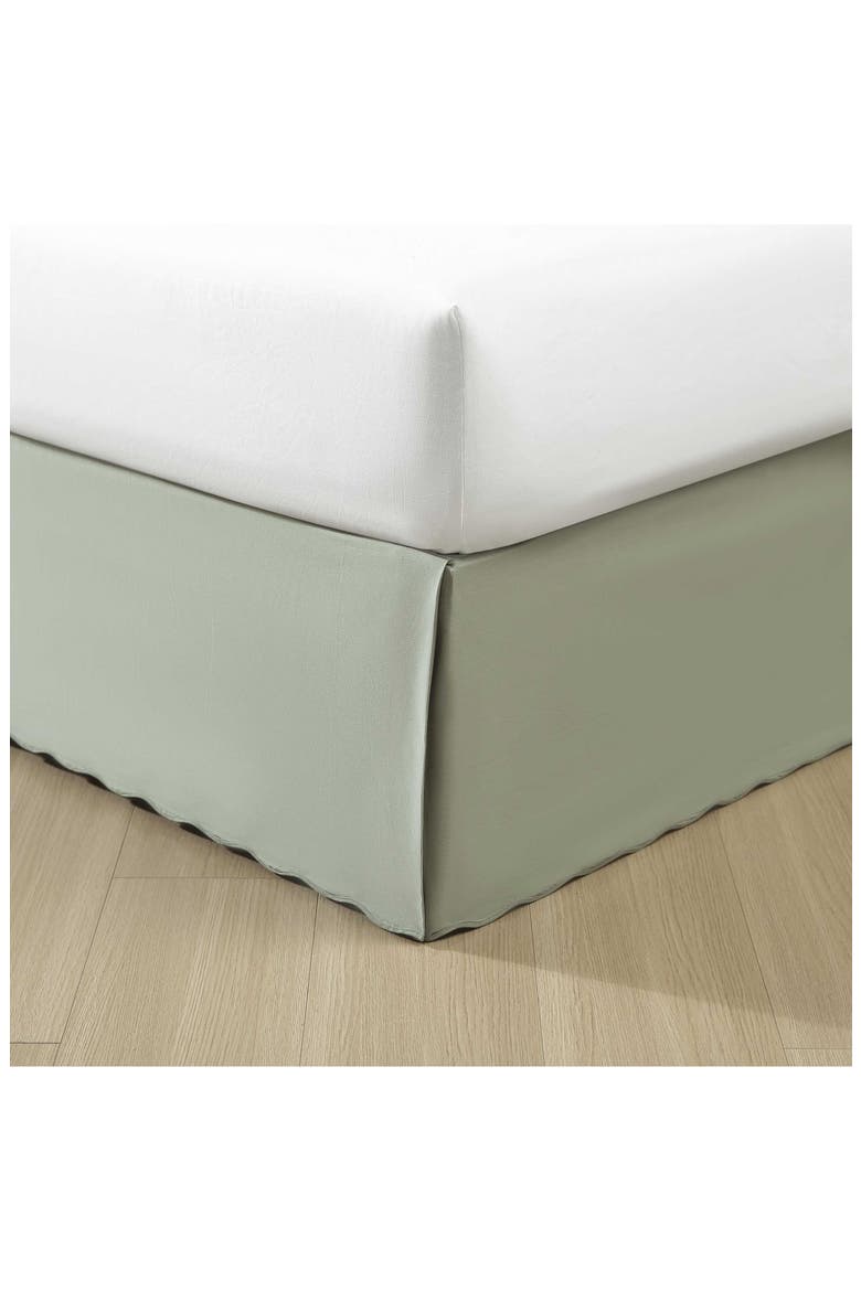 Scalloped Hem Cotton Weave Bedskirt, Main, color, GREEN