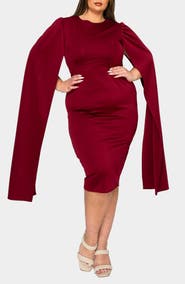 L I V D Naomi Cape Sleeve Midi Dress