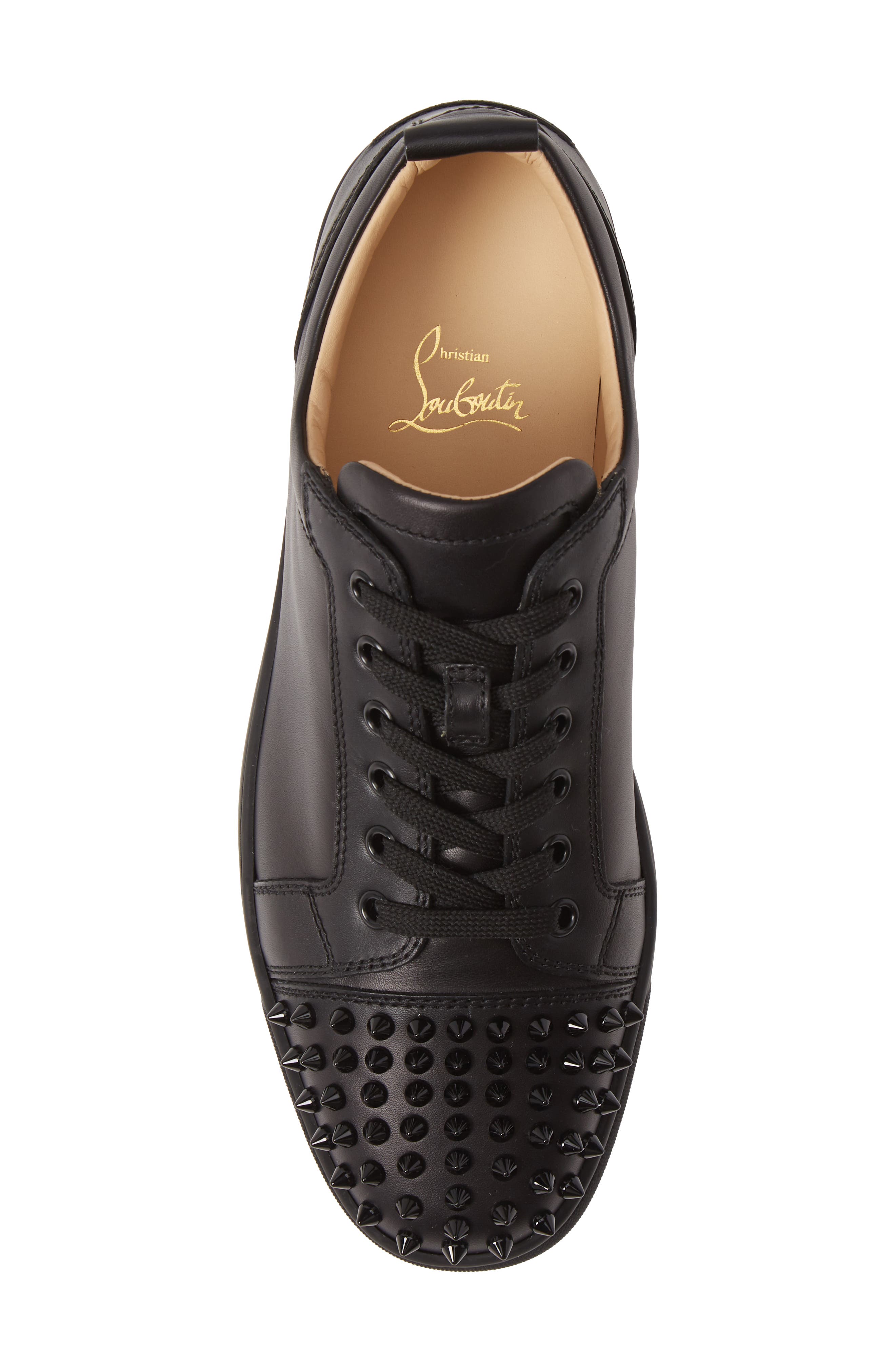 Christian Louboutin Louis Junior Spikes Sneaker, Alternate, color, Black/ Black