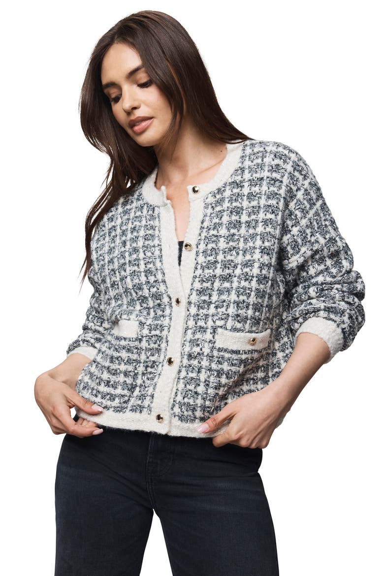 Lisette Texture Cardigan, Alternate, color, BLACK PLAID