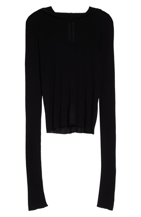 Rib Crop Sweater Hoodie