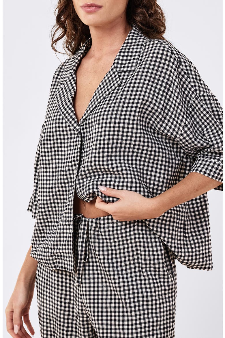 Seersucker Gingham Pajamas, Alternate, color, DEEP NAVY/ CREAM