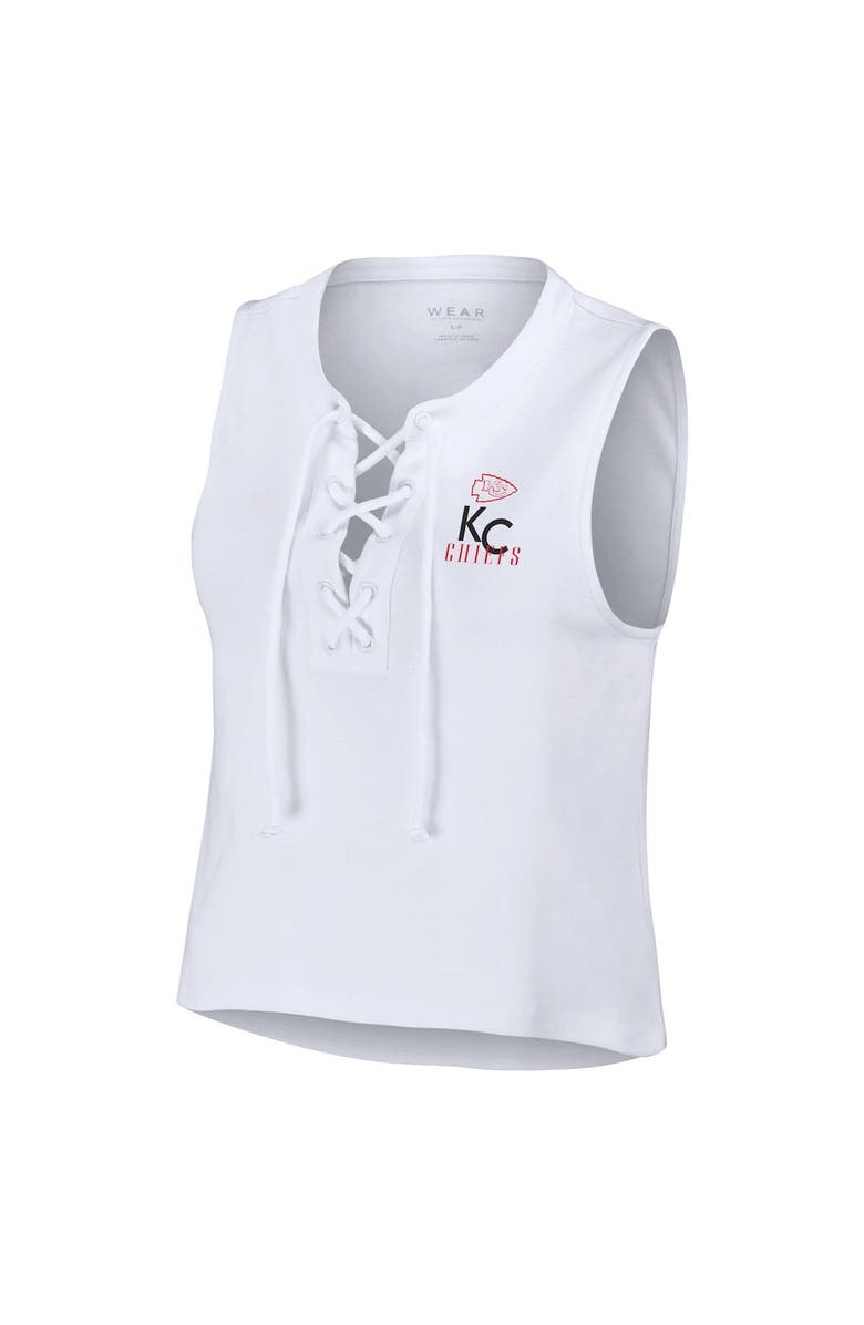 WEAR by Erin Andrews Women's WEAR by Erin Andrews  White Kansas City Chiefs Lace-Up Tank Top, Alternate, color, 