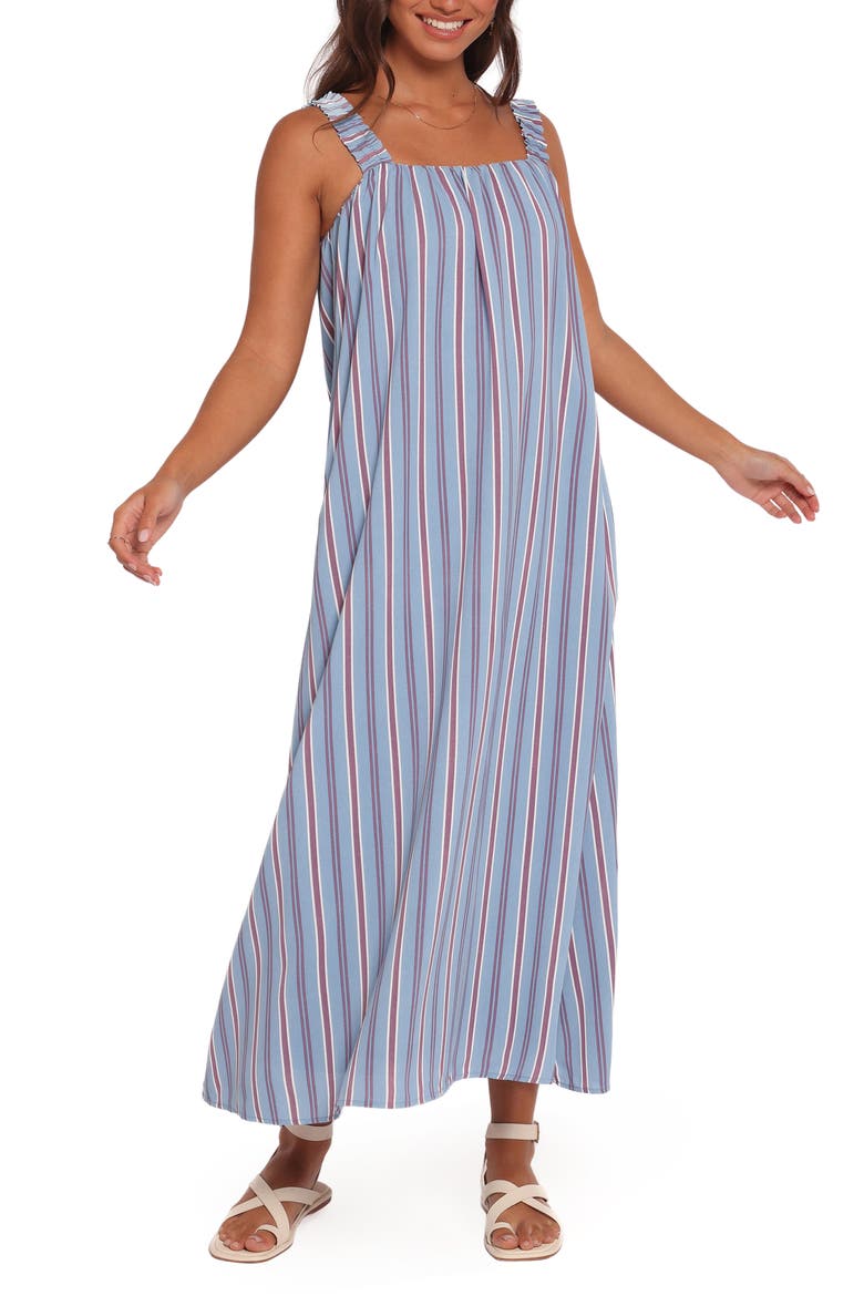 Alessandra Stripe Cotton Maxi Dress, Main, color, BLUE STRIPE