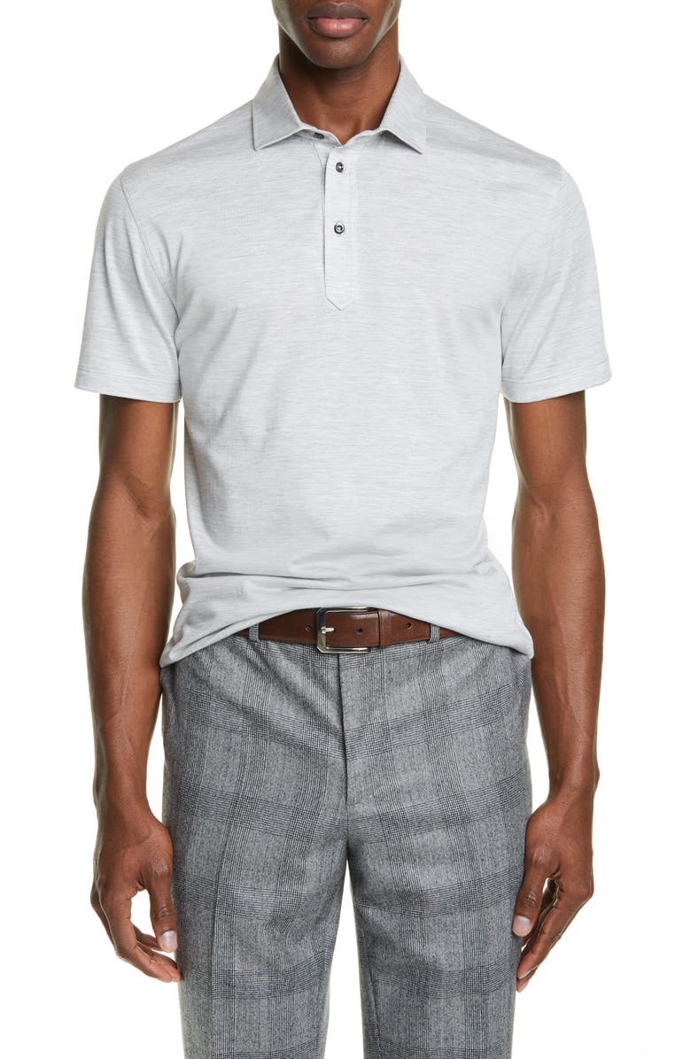 Brunello Cucinelli Silk & Cotton Polo Shirt, Main, color, 