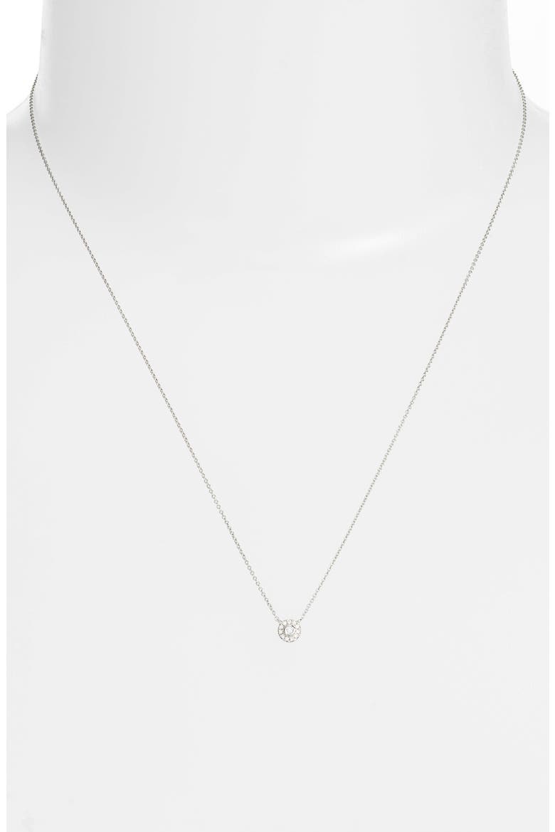 Lauren Joy Mini Diamond Disc Necklace, Alternate, color, WHITE GOLD