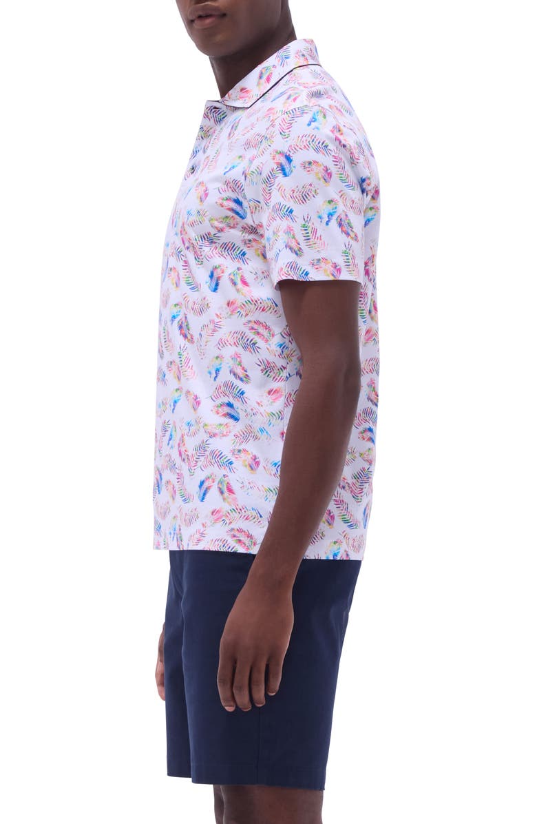 Bugatchi Hendrix Digital Leaf Print Pima Cotton Polo, Alternate, color, White