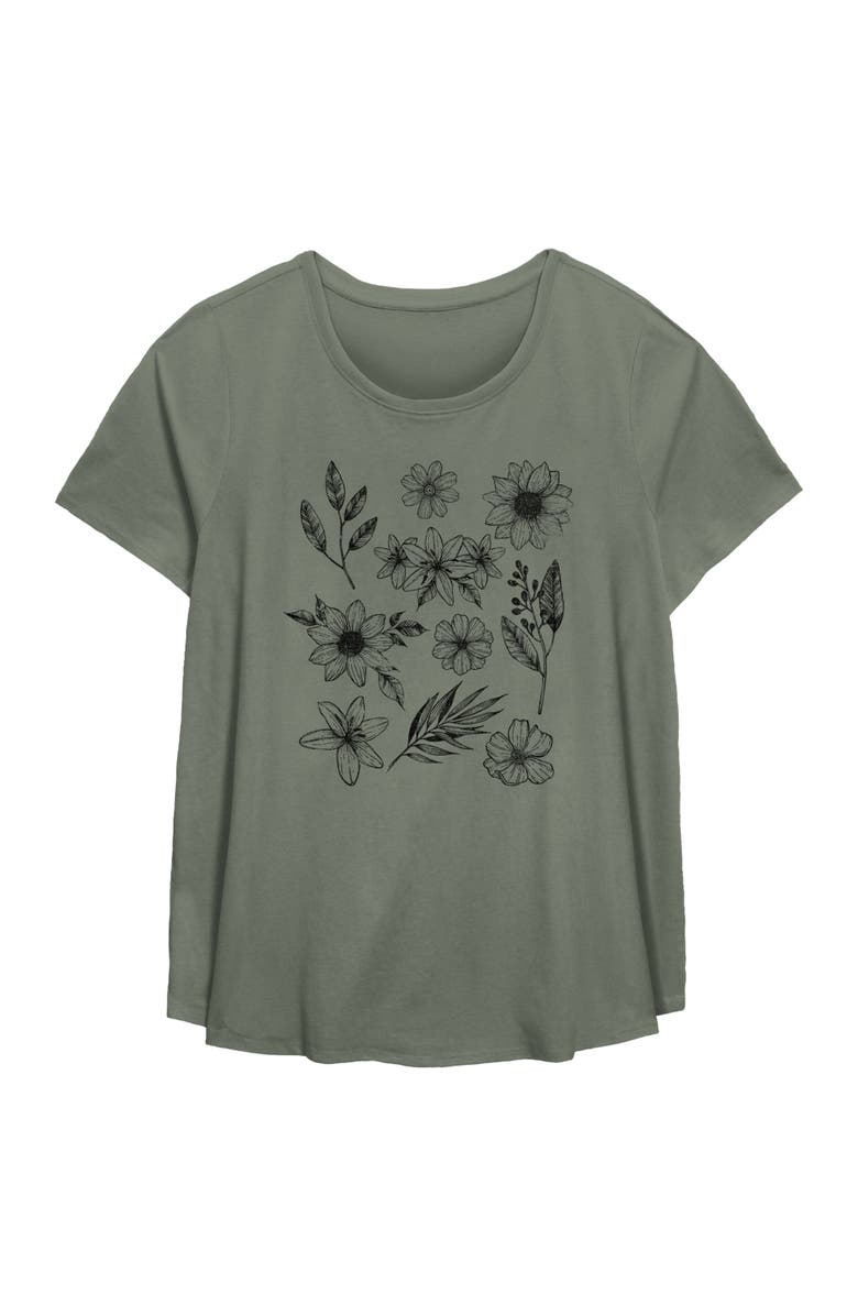 Lost Gods Women's Lost Gods Flower and Plants Grid Graphic T-Shirt, Main, color, Sage Green