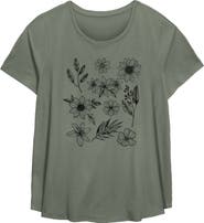 Lost Gods Women's Lost Gods Flower and Plants Grid Graphic T-Shirt