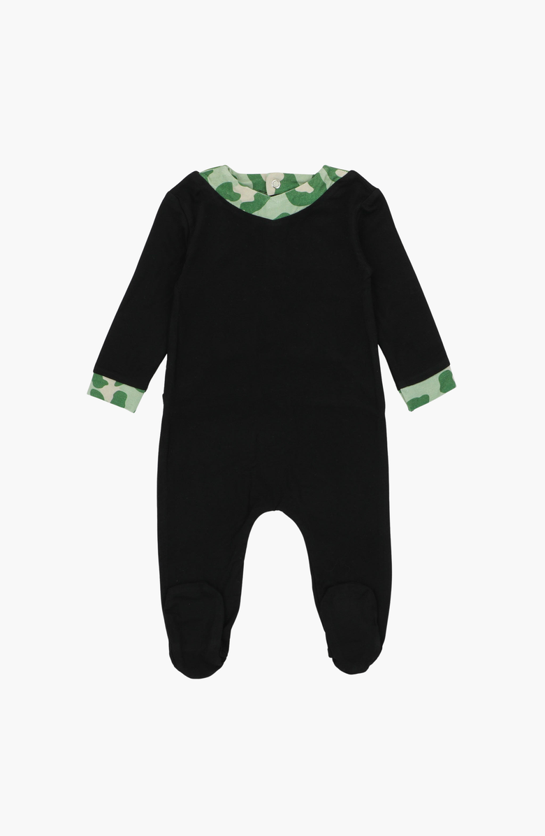 NoggiWear Leopard Boy Footie, Main, color, Black / Green