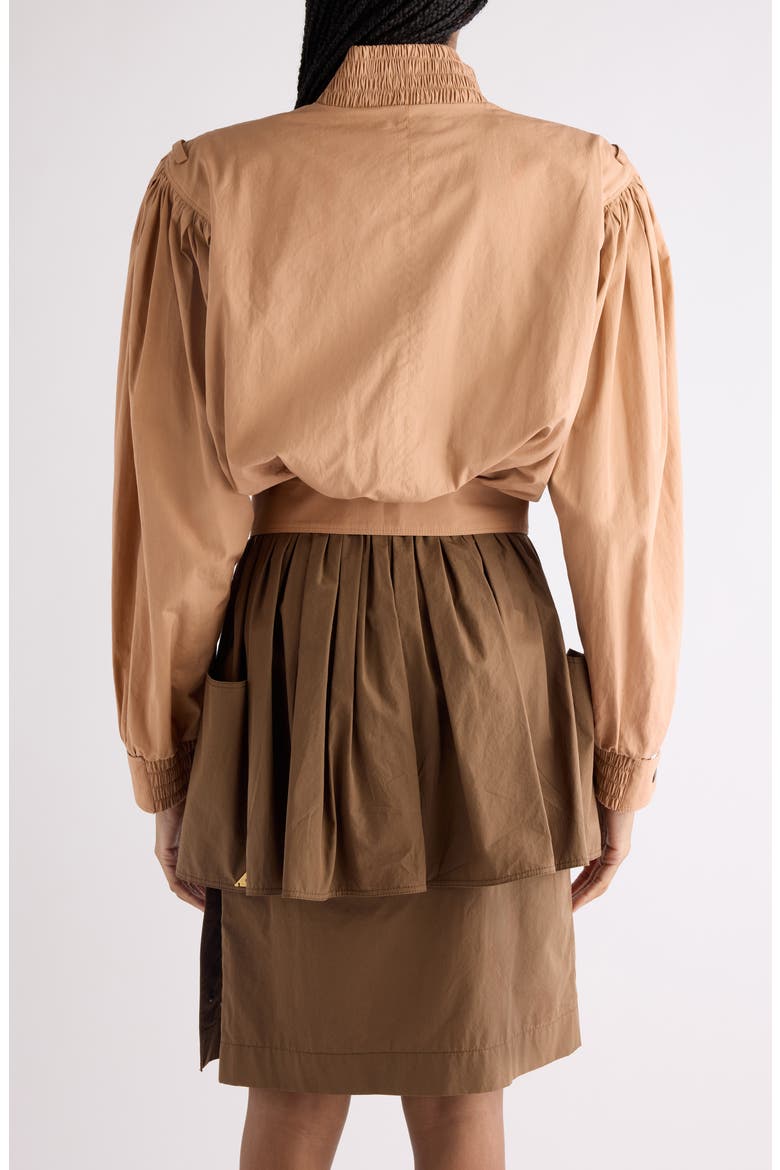 Crop Gathered Cotton Poplin Jacket, Alternate, color, REEF SHELL