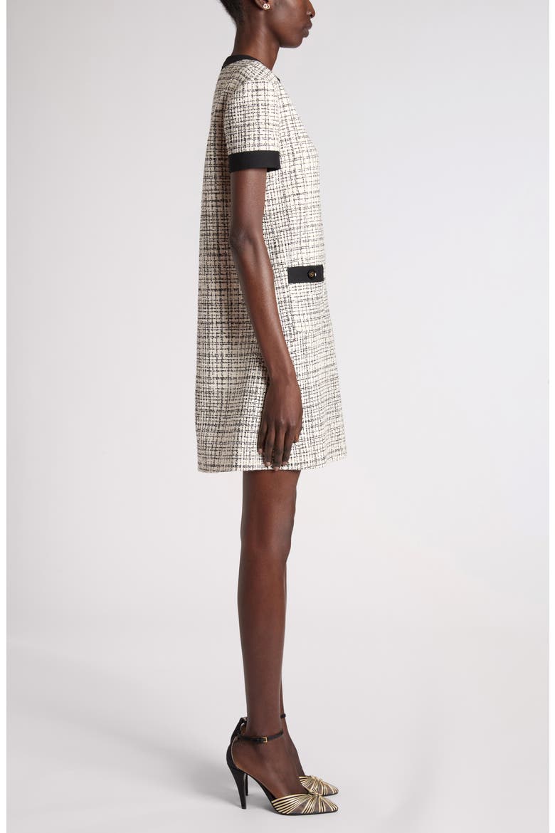 Short Sleeve Tweed Minidress, Alternate, color, VANILLA