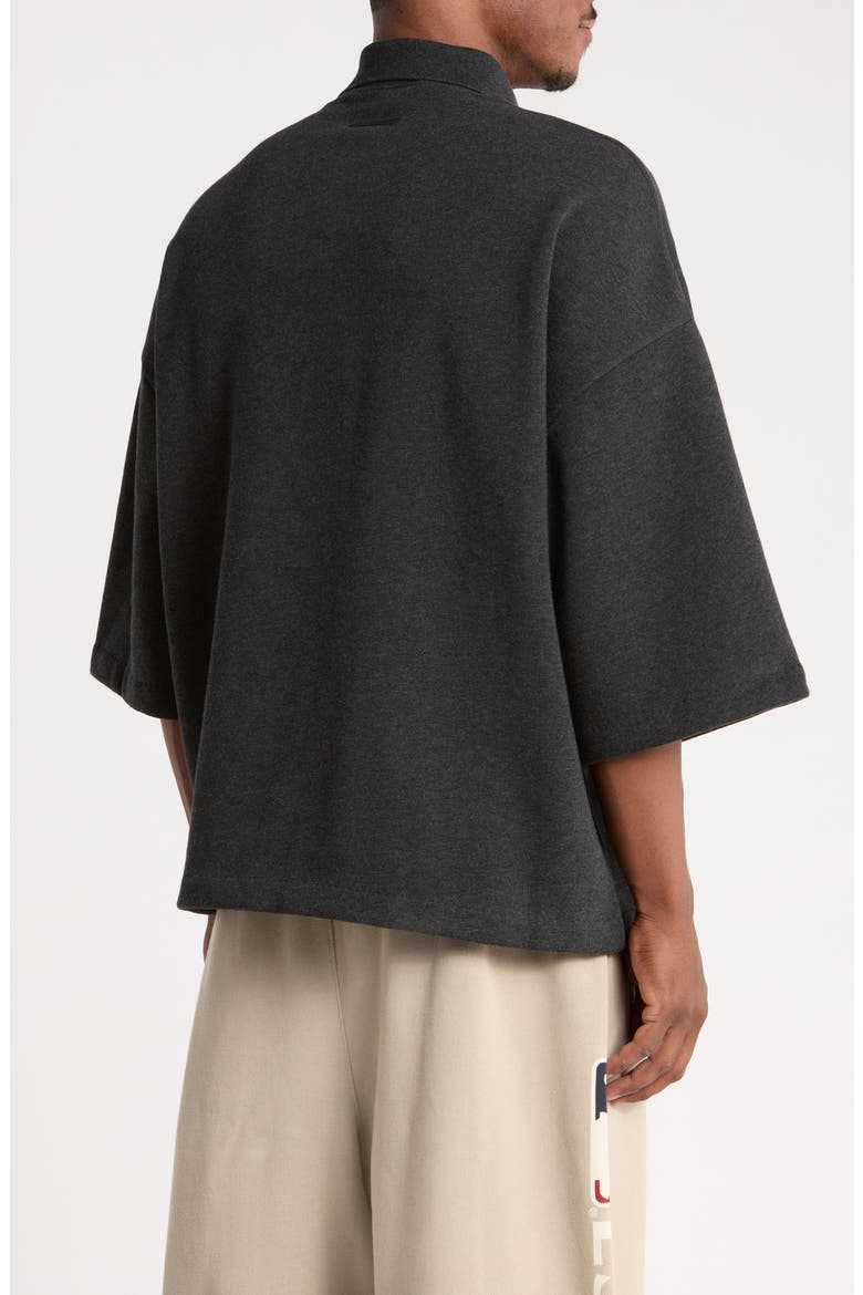 Panelled Logo Graphic Cotton Crop Polo, Alternate, color, IRON GREY HEATHER/SEAL HEATHER