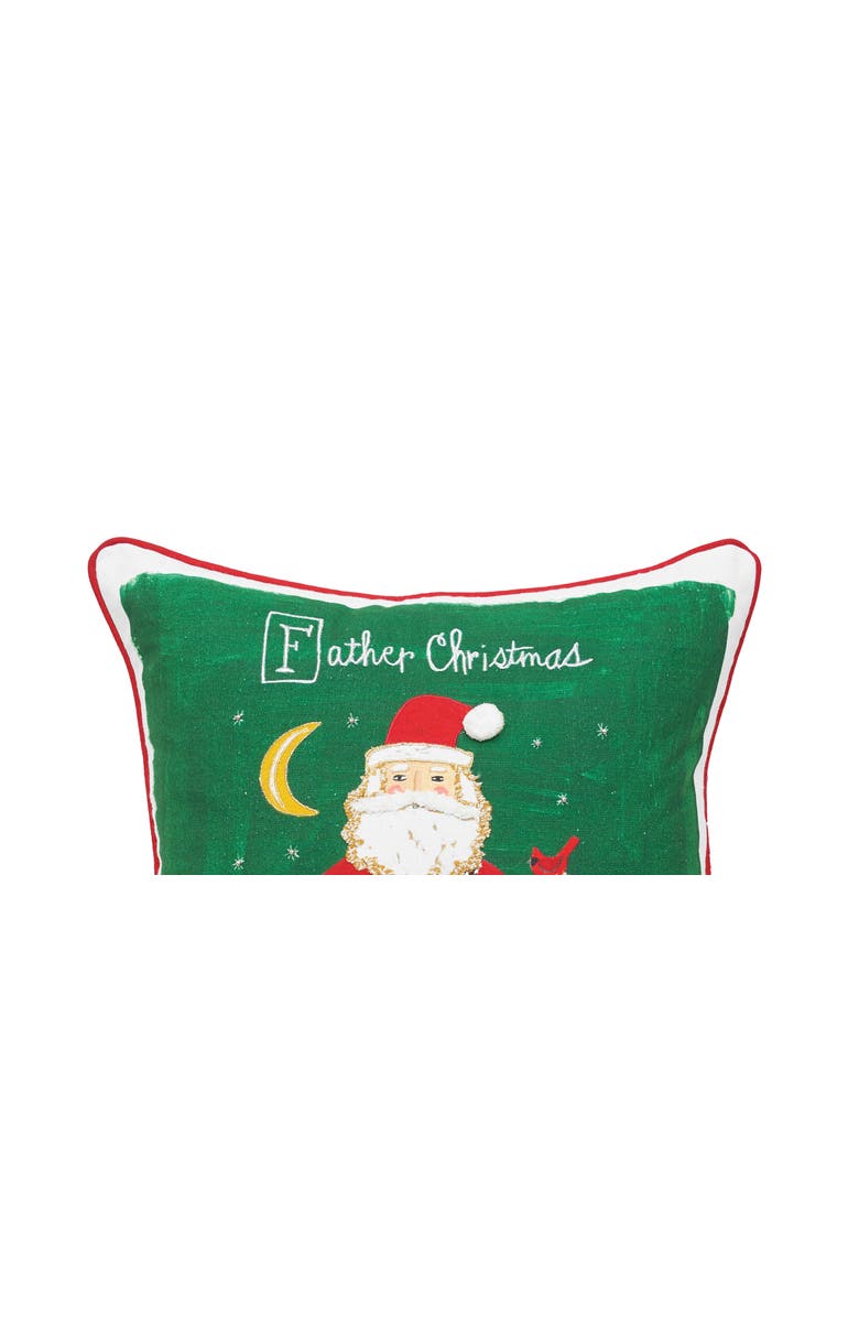 C&F Home Father Christmas Alphabet Printed & Embellished Throw Pillow, Alternate, color, Green