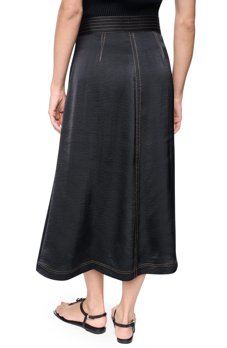 DKNY SPORTSWEAR Satin Midi Skirt, Alternate, color, Black