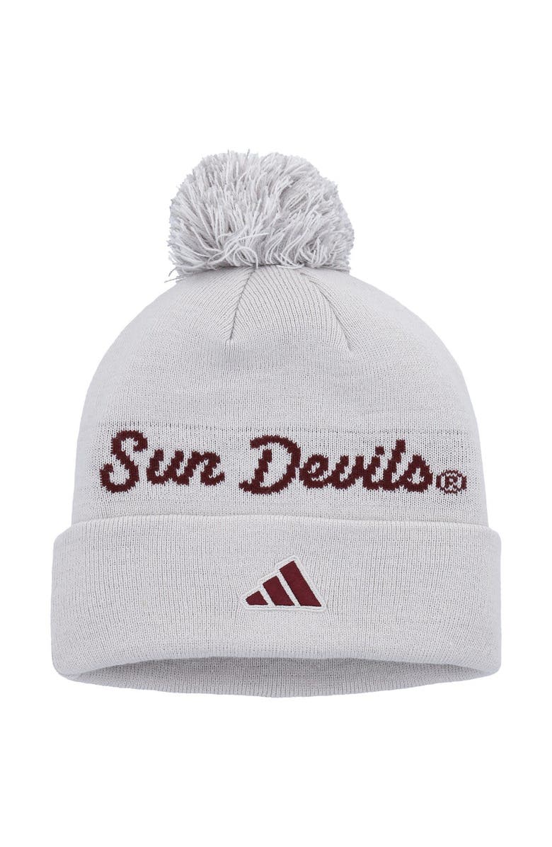 adidas Men's adidas Gray Arizona State Sun Devils Cuffed Knit Hat with Pom, Alternate, color, 