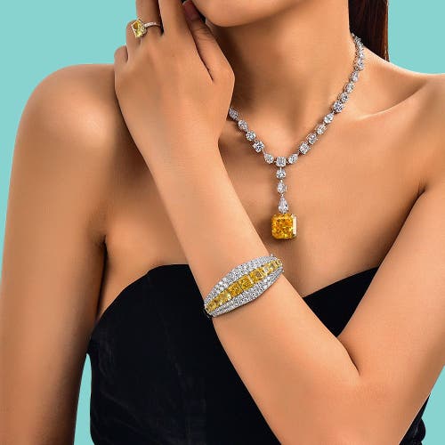 Anna Zuckerman Grand Duchess Canary Cuff Bracelet In Canary Yellow
