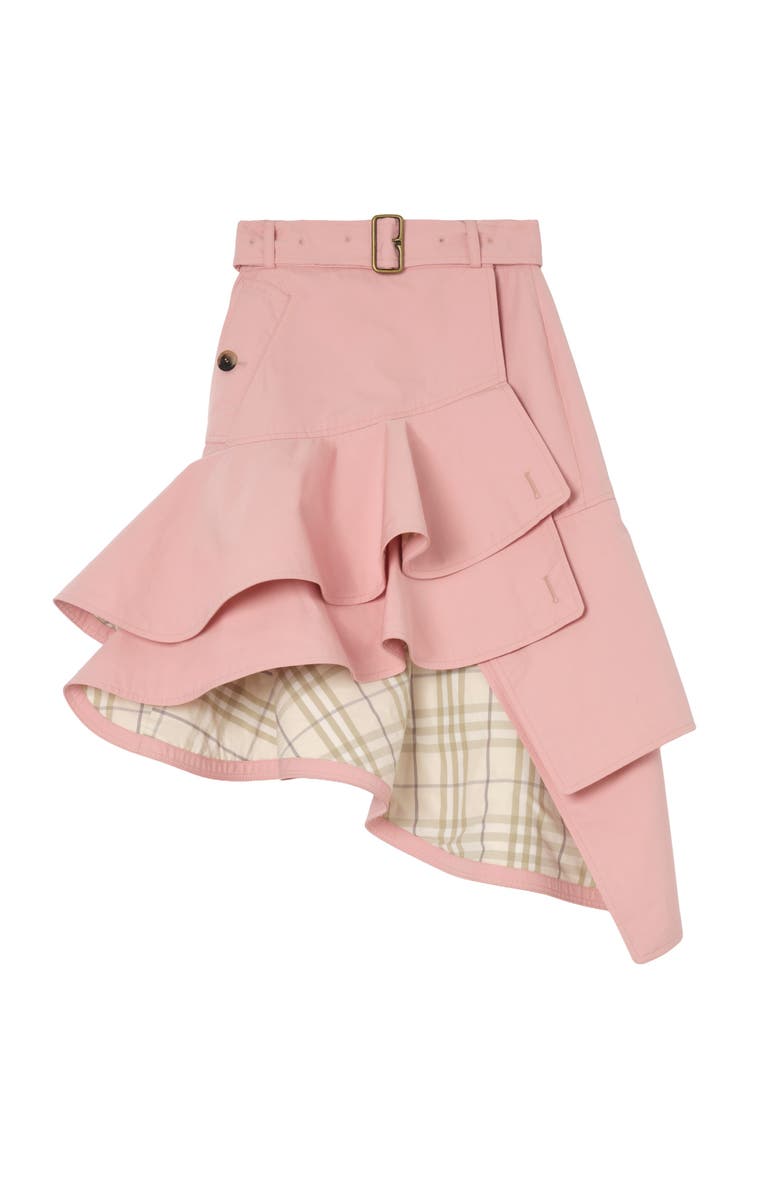 Burberry Ruffled Gabardine Trench Skirt, Main, color, Begonia Pink