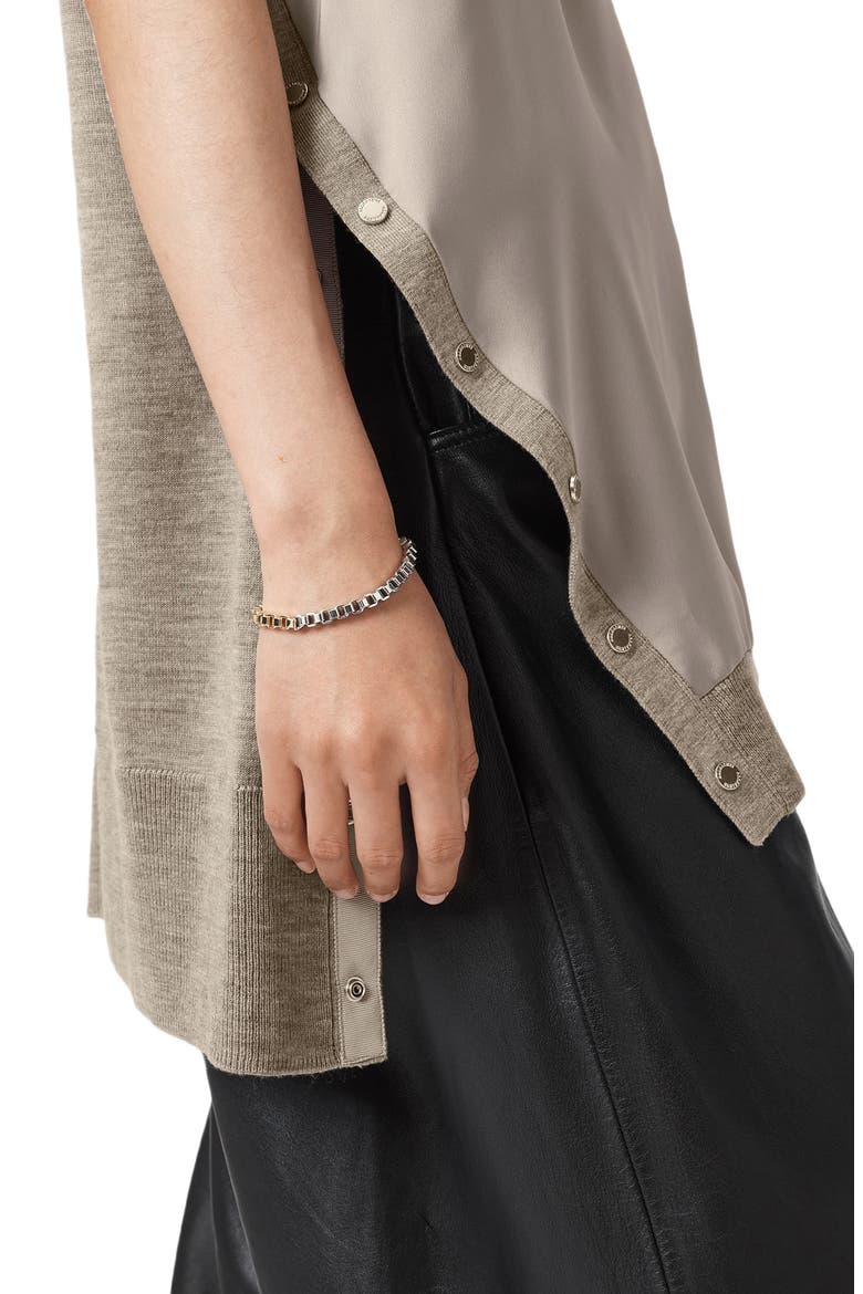 Bern Side Snap Mixed Media Sweater Tank, Alternate, color, TAUPE GREY