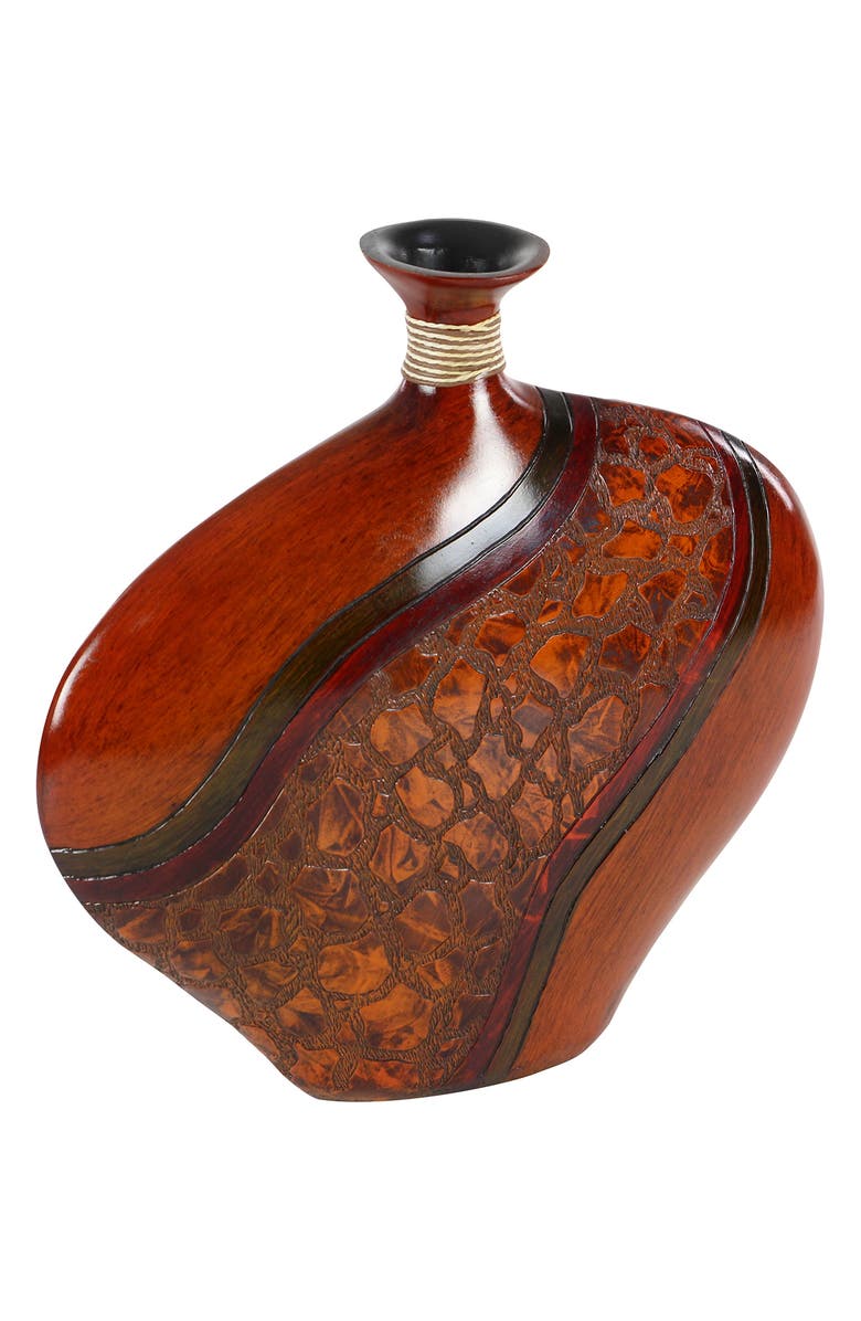 GINGER BIRCH STUDIO Brown Polystone Vase with Embossed Details, Alternate, color,