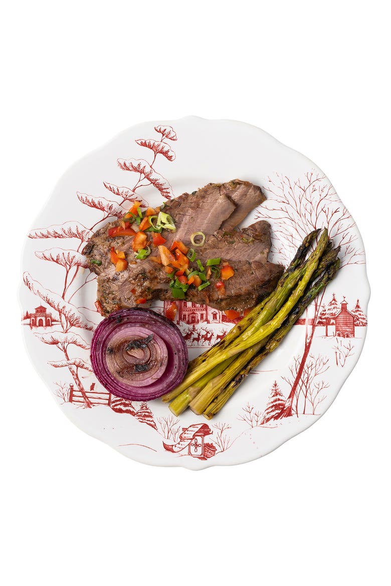 Country Estate Winter Frolic Ruby Christmas Eve Dinner Plate, Alternate, color, RUBY
