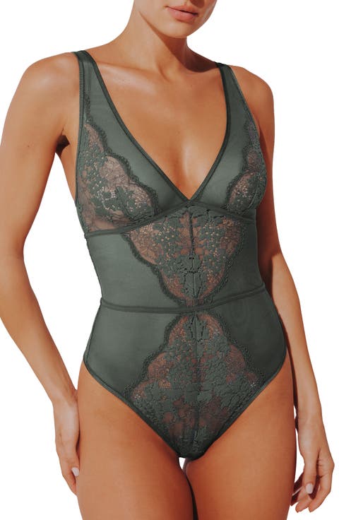 All Day Lace Unlined Thong Bodysuit