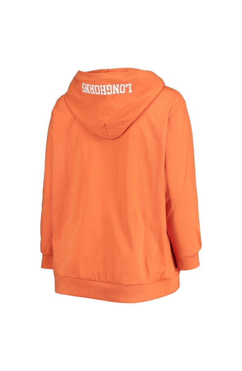 PROFILE Women's Texas Orange Texas Longhorns Plus Size Wordmark V-Neck Lace-Up Pullover Hoodie, Alternate, color, 