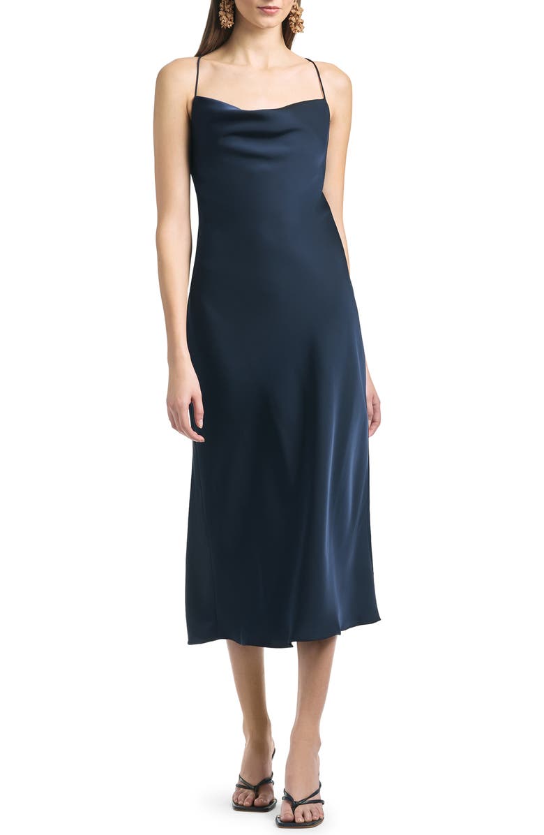 Sachin & Babi Serena Cowl Neck Satin Slipdress, Main, color, 