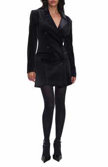 Good American Executive Long Sleeve Velvet Blazer Dress
