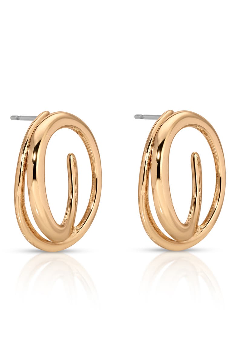 Ettika Swirl Stud Earrings, Alternate, color, Gold