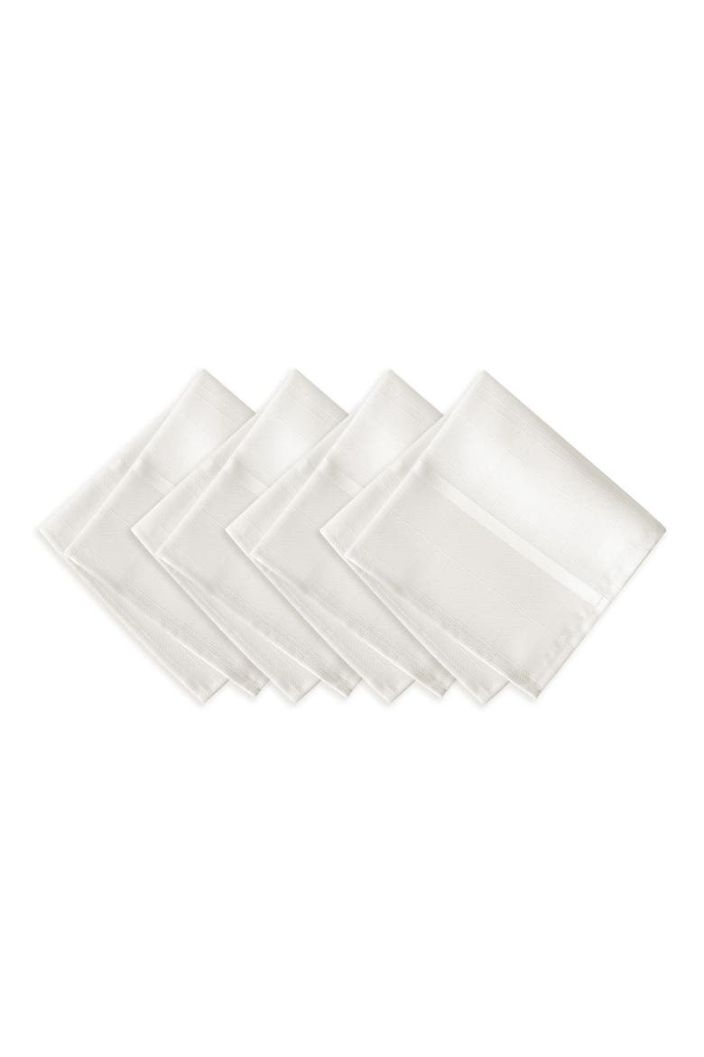 Elegance Plaid Damask Napkin Set of 4, Main, color, White