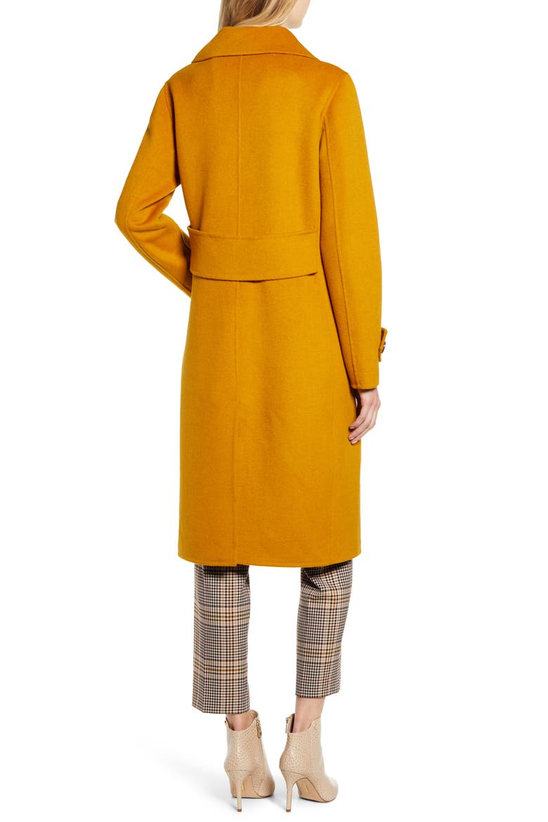 Double Breasted Wool Blend Coat, Alternate, color, MUSTARD YELLOW