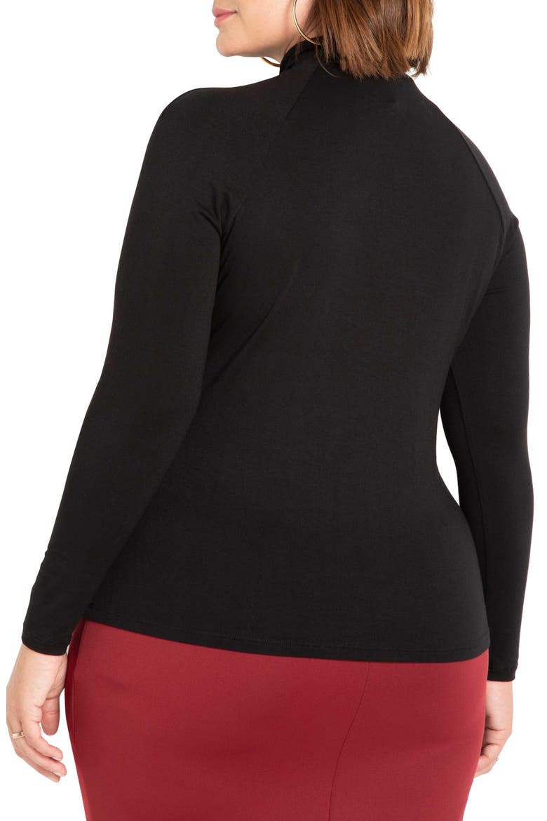 Twist Neck Long Sleeve Front Cutout Blouse, Alternate, color, TOTALLY BLACK
