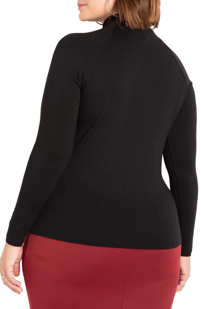 ELOQUII Twist Neck Long Sleeve Front Cutout Blouse, Alternate, color, 