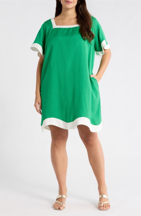 Gizelle Scallop Shift Minidress (Plus)