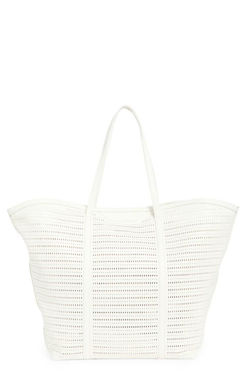 Flared Perforated Faux Leather Tote