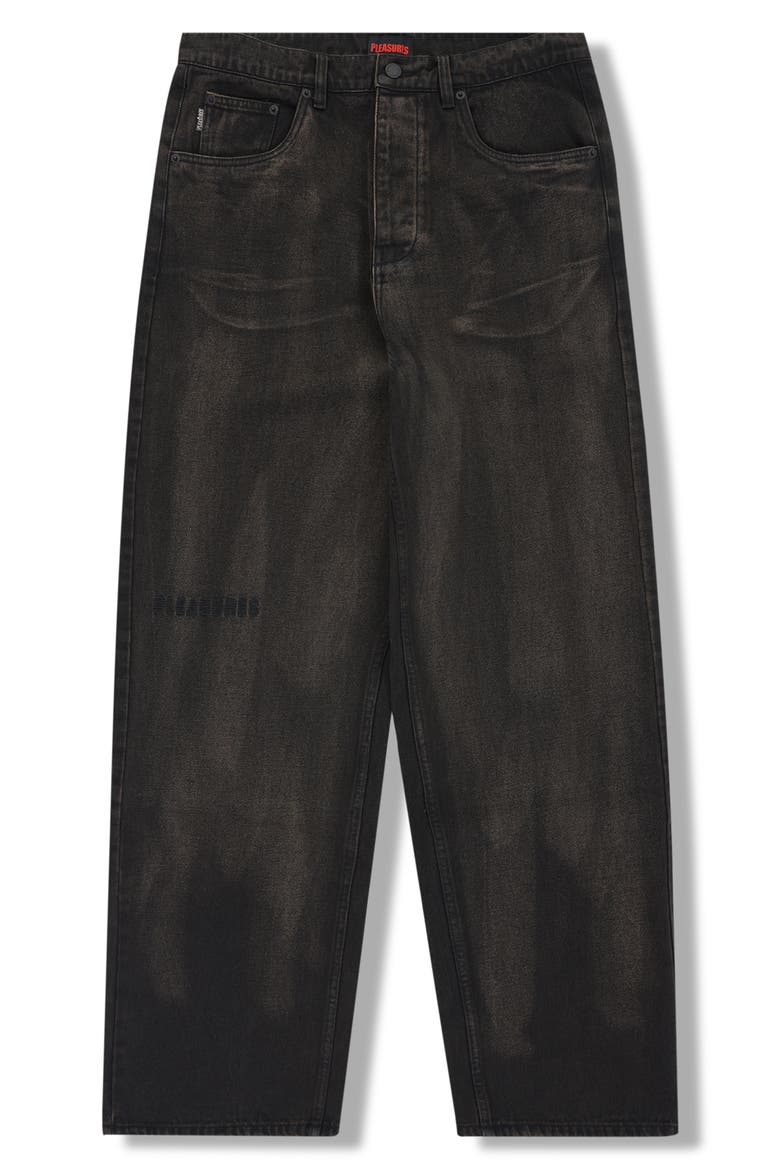 Oil Baggy Wide Leg Jeans, Alternate, color, DARK BROWN